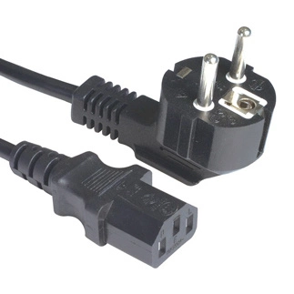 Black VDE Approval Europe IEC Plug Schuko Cable with Figure 8 with Connector C7 Extension Power Cord